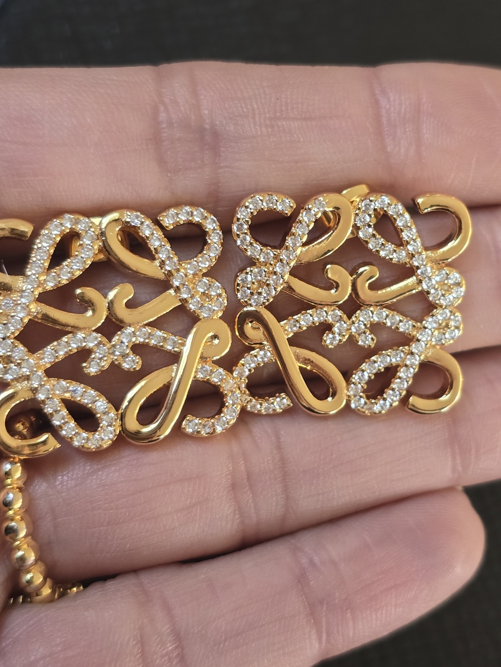Loewe 18kgp Loewe Gold Crystal Filigree Earrings - Women Jewelry - Picture 10 of 10